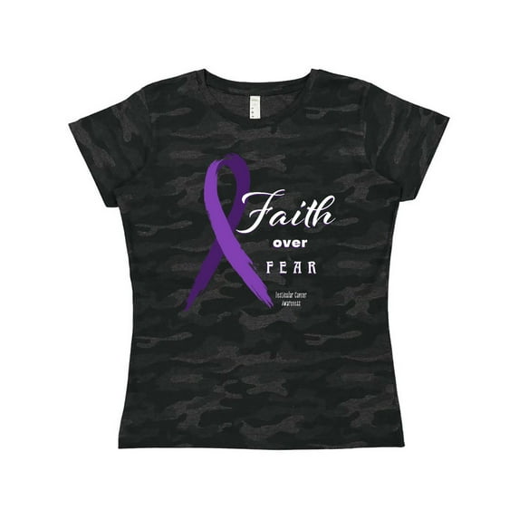 Inktastic Testicular Cancer Awareness Faith over Fear Women's T-Shirt