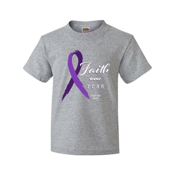Inktastic Testicular Cancer Awareness Faith over Fear Youth T-Shirt