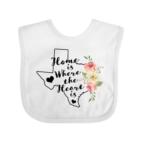 Inktastic Texas Home is Where The Heart is with Watercolor Floral Girls Baby Bib