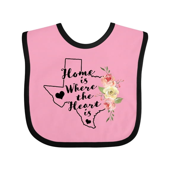 Inktastic Texas Home is Where The Heart is with Watercolor Floral Girls Baby Bib