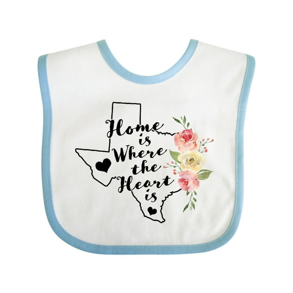 Inktastic Texas Home is Where The Heart is with Watercolor Floral Girls Baby Bib