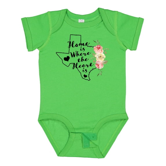 Inktastic Texas Home is Where the Heart is with Watercolor Floral Girls Baby Bodysuit