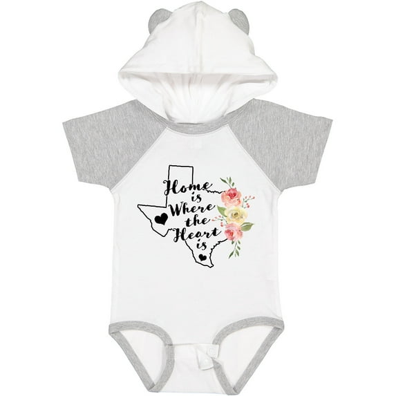 Inktastic Texas Home is Where the Heart is with Watercolor Floral Girls Baby Bodysuit