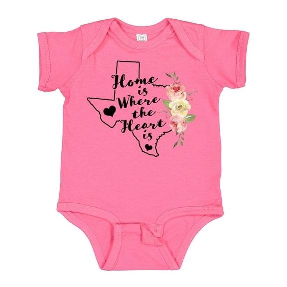 Inktastic Texas Home is Where the Heart is with Watercolor Floral Girls Baby Bodysuit