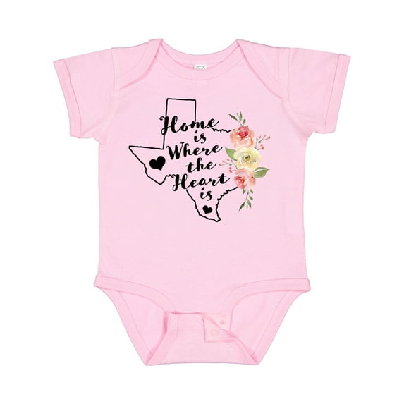 Inktastic Texas Home is Where the Heart is with Watercolor Floral Girls Baby Bodysuit