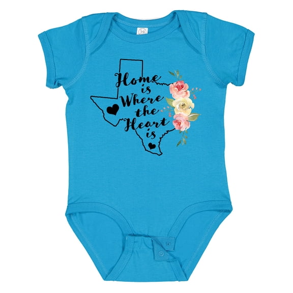Inktastic Texas Home is Where the Heart is with Watercolor Floral Girls Baby Bodysuit