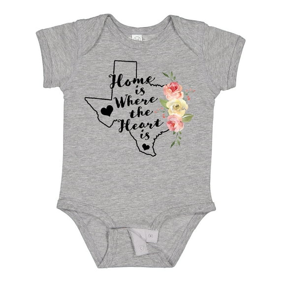 Inktastic Texas Home is Where the Heart is with Watercolor Floral Girls Baby Bodysuit