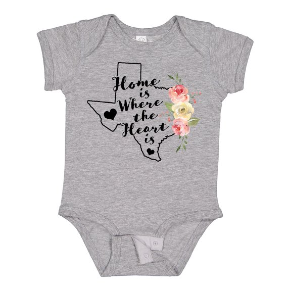 Inktastic Texas Home is Where the Heart is with Watercolor Floral Girls Baby Bodysuit