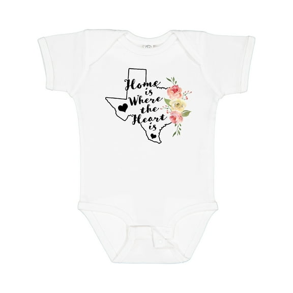 Inktastic Texas Home is Where the Heart is with Watercolor Floral Girls Baby Bodysuit
