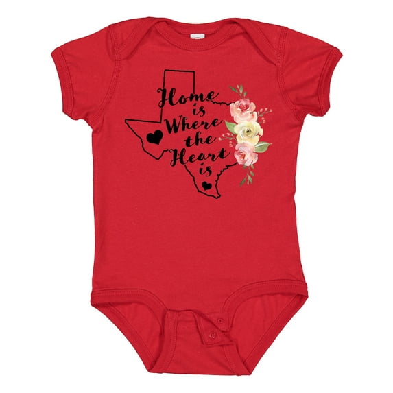 Inktastic Texas Home is Where the Heart is with Watercolor Floral Girls Baby Bodysuit