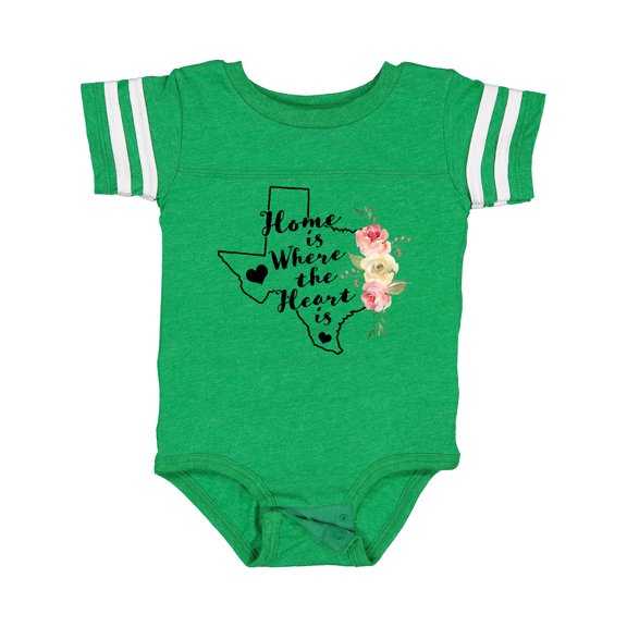 Inktastic Texas Home is Where the Heart is with Watercolor Floral Girls Baby Bodysuit