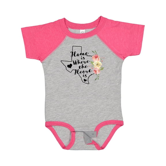Inktastic Texas Home is Where the Heart is with Watercolor Floral Girls Baby Bodysuit