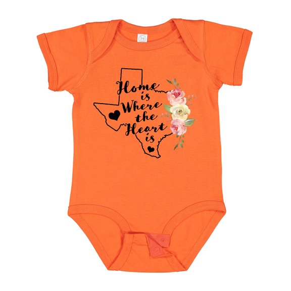 Inktastic Texas Home is Where the Heart is with Watercolor Floral Girls Baby Bodysuit