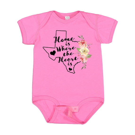 Inktastic Texas Home is Where the Heart is with Watercolor Floral Girls Baby Bodysuit
