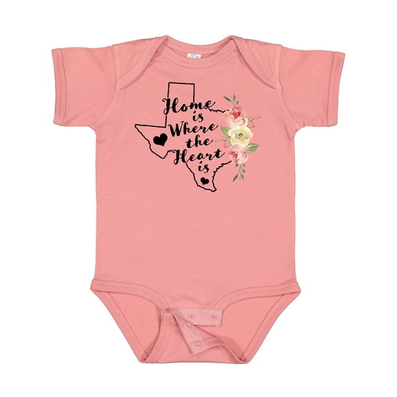 Inktastic Texas Home is Where the Heart is with Watercolor Floral Girls Baby Bodysuit