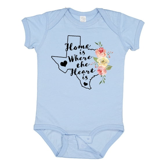 Inktastic Texas Home is Where the Heart is with Watercolor Floral Girls Baby Bodysuit