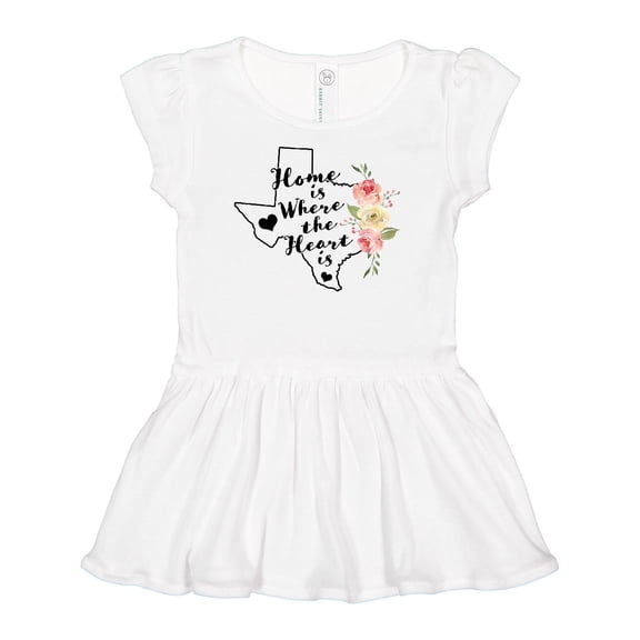 Inktastic Texas Home is Where The Heart is with Watercolor Floral Girls Baby Dress