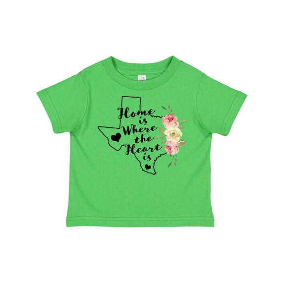 Inktastic Texas Home is Where the Heart is with Watercolor Floral Girls Toddler T-Shirt