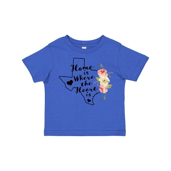 Inktastic Texas Home is Where the Heart is with Watercolor Floral Girls Toddler T-Shirt