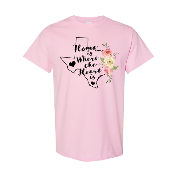 Inktastic Texas Home is Where the Heart is with Watercolor Floral T-Shirt
