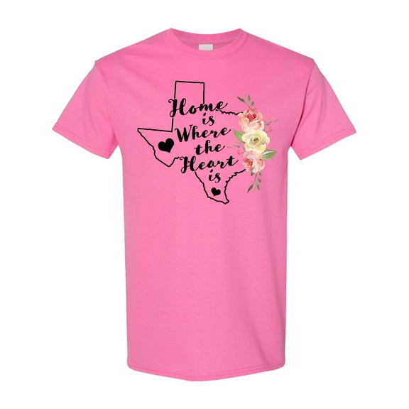 Inktastic Texas Home is Where the Heart is with Watercolor Floral T-Shirt