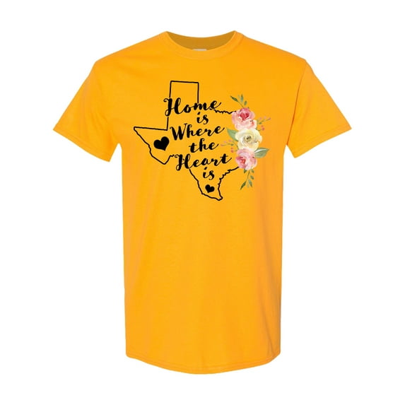 Inktastic Texas Home is Where the Heart is with Watercolor Floral T-Shirt