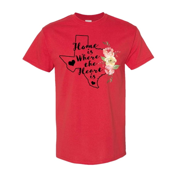 Inktastic Texas Home is Where the Heart is with Watercolor Floral T-Shirt