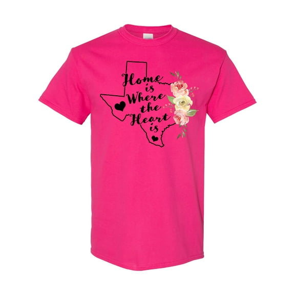 Inktastic Texas Home is Where the Heart is with Watercolor Floral T-Shirt