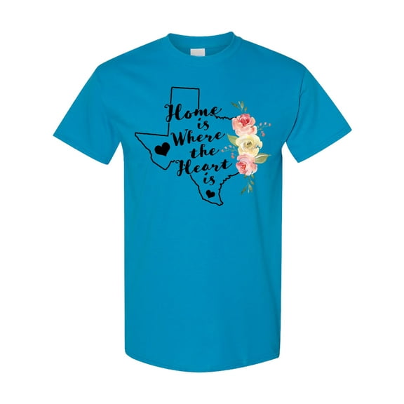 Inktastic Texas Home is Where the Heart is with Watercolor Floral T-Shirt