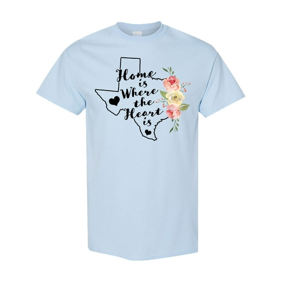 Inktastic Texas Home is Where the Heart is with Watercolor Floral T-Shirt
