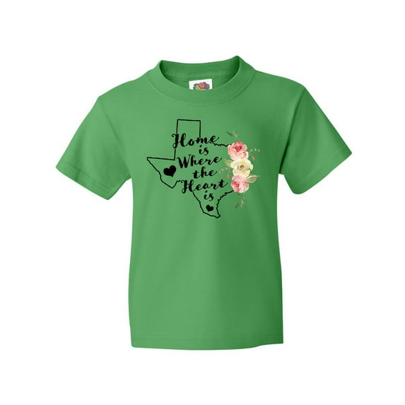 Inktastic Texas Home is Where the Heart is with Watercolor Floral Youth T-Shirt