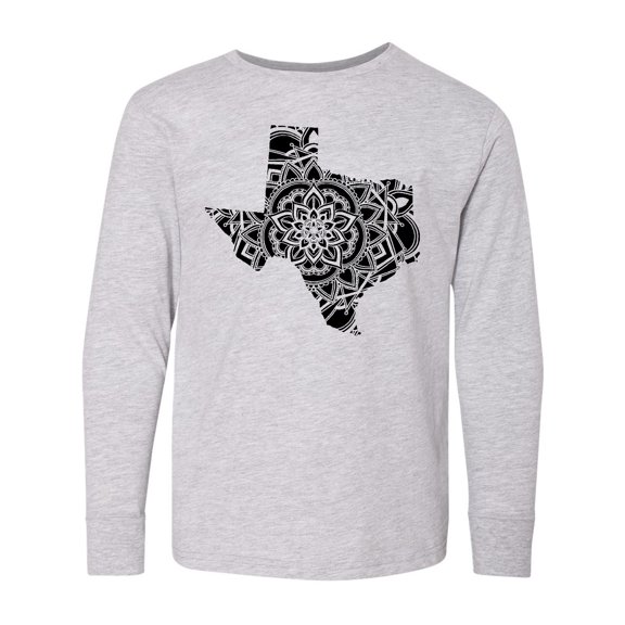 Inktastic Texas Silhouette Mandala Long Sleeve Youth T-Shirt
