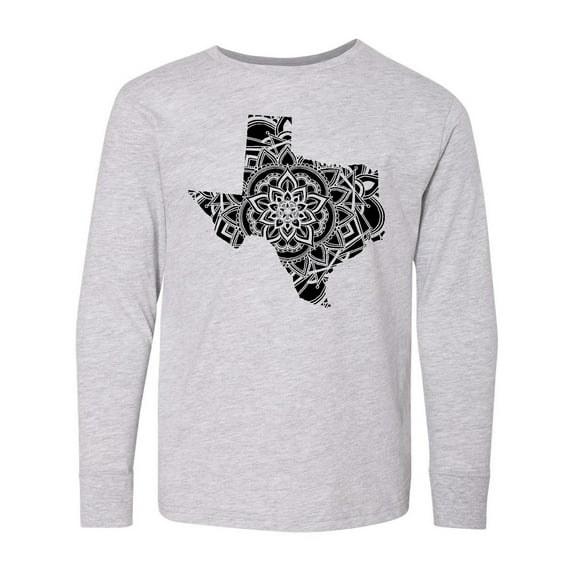 Inktastic Texas Silhouette Mandala Long Sleeve Youth T-Shirt