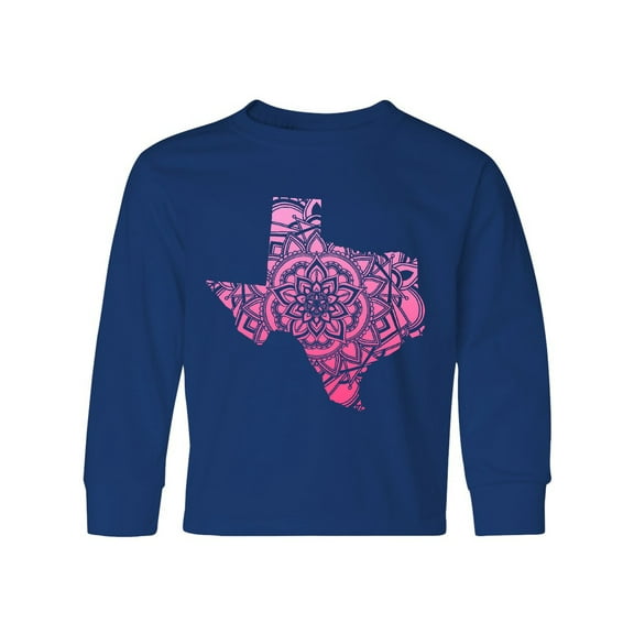 Inktastic Texas Silhouette Mandala Long Sleeve Youth T-Shirt