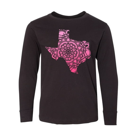 Inktastic Texas Silhouette Mandala Long Sleeve Youth T-Shirt