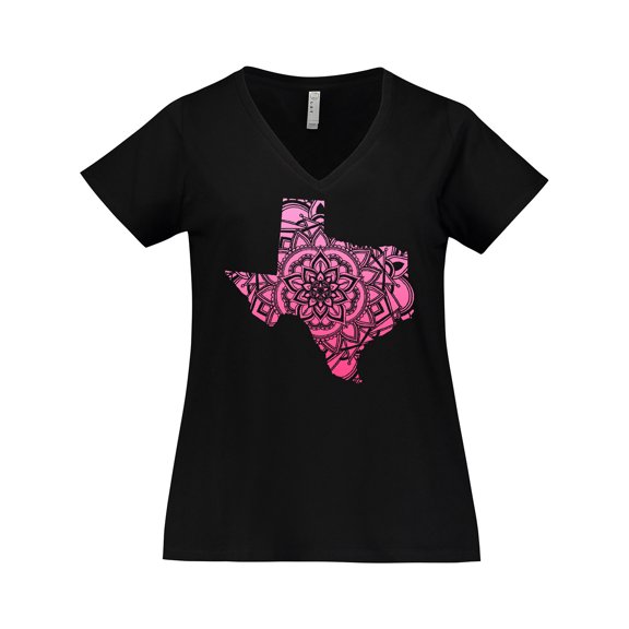 Inktastic Texas Silhouette Mandala Women's Plus Size V-Neck T-Shirt