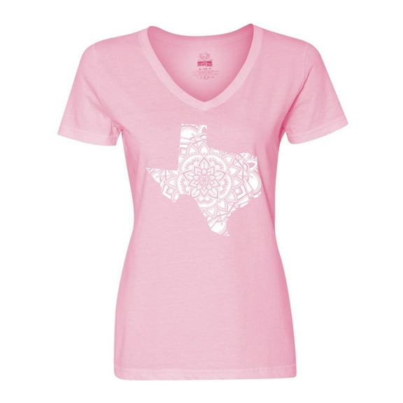 Inktastic Texas Silhouette Mandala Women's V-Neck T-Shirt