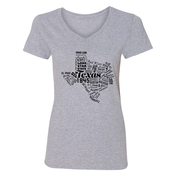Inktastic Texas Word Salad State Outline Women's V-Neck T-Shirt