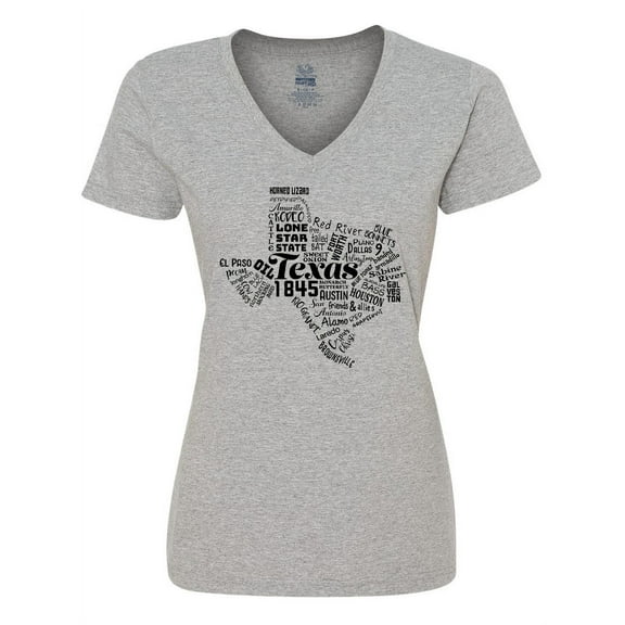 Inktastic Texas Word Salad- State Outline Women's V-Neck T-Shirt