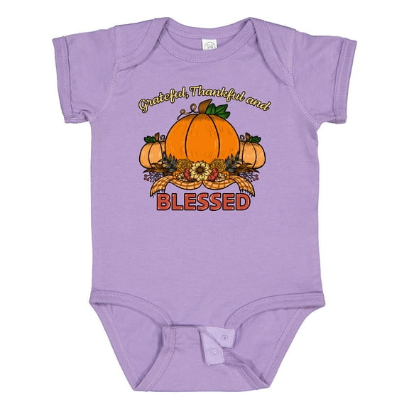 Inktastic Thankful Grateful and Blessed Pumpkins and Sunflower Boys or Girls Baby Bodysuit