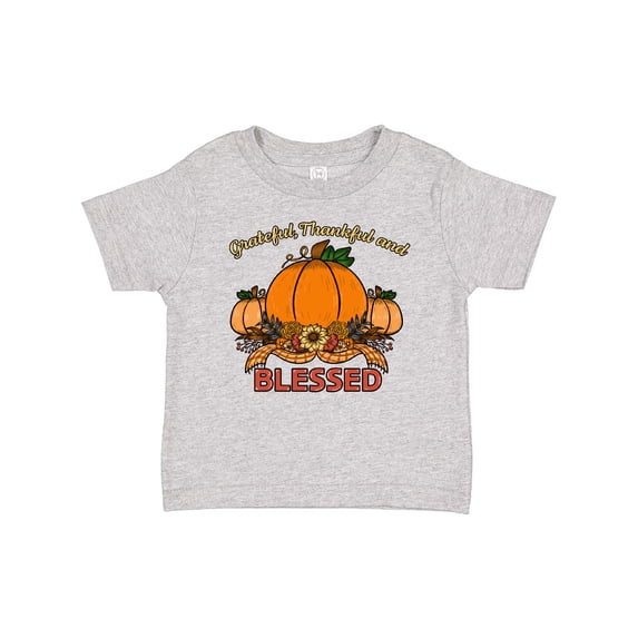 Inktastic Thankful Grateful and Blessed Pumpkins and Sunflower Boys or Girls Baby T-Shirt