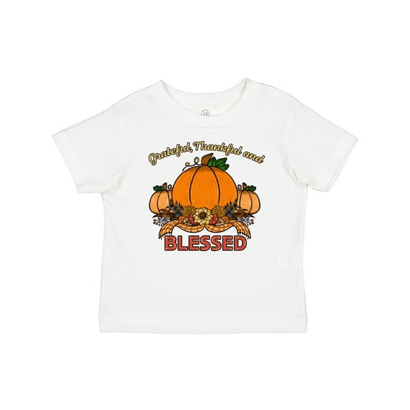 Inktastic Thankful Grateful and Blessed Pumpkins and Sunflower Boys or Girls Baby T-Shirt