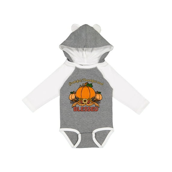 Inktastic Thankful Grateful and Blessed Pumpkins and Sunflower Boys or Girls Long Sleeve Baby Bodysuit