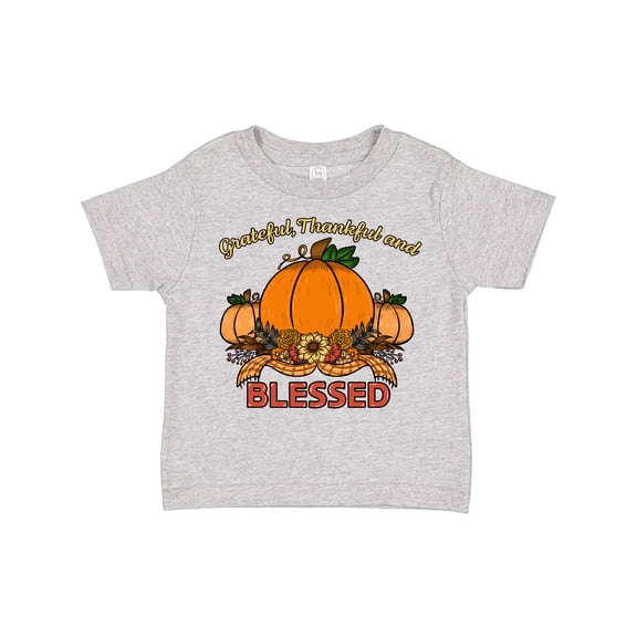 Inktastic Thankful Grateful and Blessed Pumpkins and Sunflower Boys or Girls Toddler T-Shirt