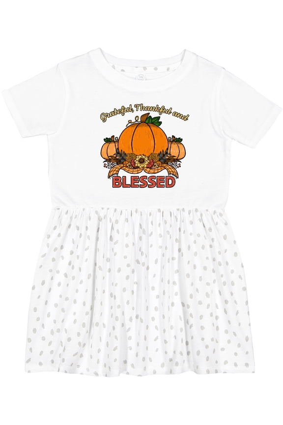 Thankful Grateful and Blessed Pumpkins and Sunflower Girls Toddler Dress