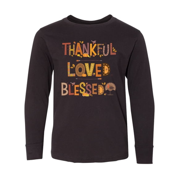 Inktastic Thankful Loved Blessed Long Sleeve Youth T-Shirt