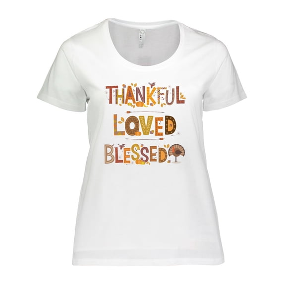 Inktastic Thankful Loved Blessed Women's Plus Size T-Shirt