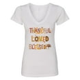 thumbnail image 1 of Inktastic Thankful Loved Blessed Women's V-Neck T-Shirt, 1 of 5