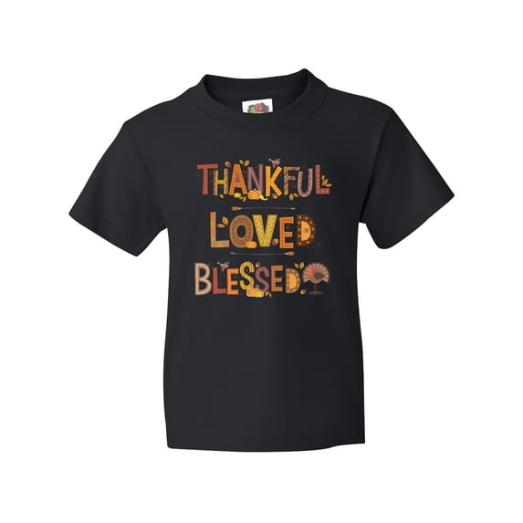 Inktastic Thankful Loved Blessed Youth T-Shirt