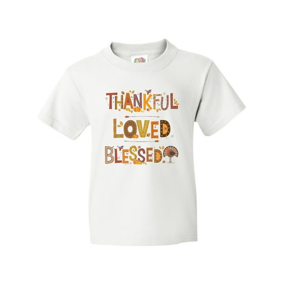 Inktastic Thankful Loved Blessed Youth T-Shirt
